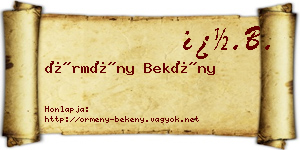 Örmény Bekény névjegykártya